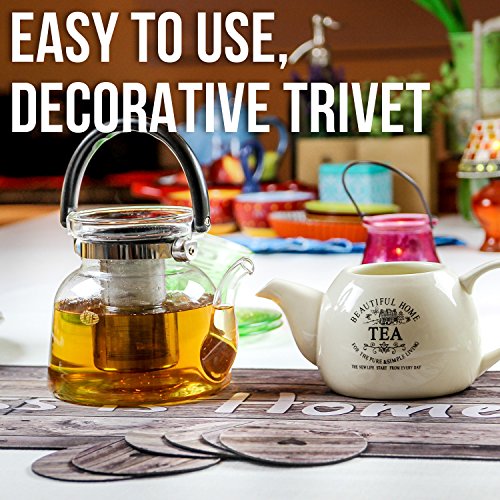 trivetrunner: Untersetzer und Tischläufer – Deko Küche Tisch Décor schützt Arbeitsplatten und Oberflächen vor heißen Teller, Töpfe und Geschirr, rutschsicher, Holz rustikales Design - 3