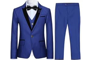 SLIKTAA Tuxedo - Traje de 3 piezas para niño, diseño clásico, ajustado para boda, vestido de fiesta