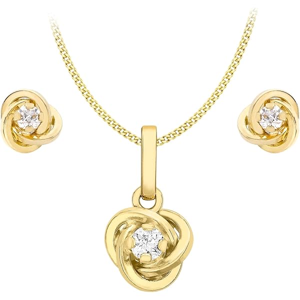 Collar De Oro De 9 Qulates Con Damantes Auténtcos De 0,15 Qulates