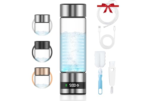 Feelhap Bouteille d'Eau Hydrogène,Générateur d'Eau Hydrogène Portable,450ML Générateur d'Eau Ioniseur Rechargeable avec Technologie SPE et PEM,Jusqu'à 6850PPM,Eau Riche en Hydrogène en 6 Minutes