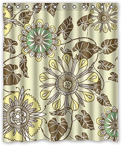 ZEEZON Polyester Flower Bathroom Curtains Width X Height / 60 X 72 Inches / W H 150 By 180 Cm Best Choice For Kids Girl Husband Kids Girl Bf. Modern Design - Fabric