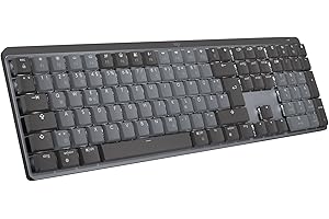 ‎LOGITECH Logitech MX Mechanische kabellose beleuchtete Performance-Tastatur, Taktile leise Tasten, Hintergrundbeleuchtung, Bluetooth, USB-C, macOS, Windows, Linux, iOS, Android, Metall, Deutsches QWERTZ - Grau