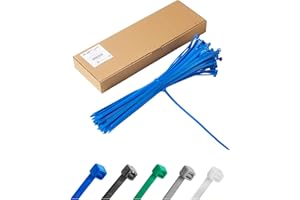 HAUS PROJEKT 100 szt. w uporządkowanym pudełku, 400 x 7,6 mm opaski kablowe, wytrzymałe, niebieskie, przemysłowe wielofunkcyjne plastikowe opaski na zamek błyskawiczny, do użytku wewnątrz i na zewnątrz,