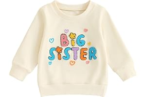 LERRITA Bébé Fille Sweat-Shirt Sœurs Bébé Fille Lil/BIG Sis Sweat-Shirt Sweat-Shirt De La Sœur Lettres À Manches Longues Broderie Automne Sweatshirt Body Big Sister Little Sister Outfits