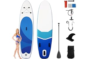 PPXIA Inflatable Stand Up Paddle Board, SUP Board with Premium SUP Accessories & Adjustable Paddle, Pump, Backpack, Leash, Shoulder Strap, Surf Paddleboard 320x82x15cm for Adults All Skill Levels