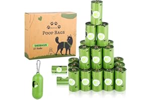 BESHULA Dog Poo Bags Rolls: Leak Proof Poo Bag with Dispenser for Dogs - 27 Rolls 540 Count Large Dog Poop Bags Scented