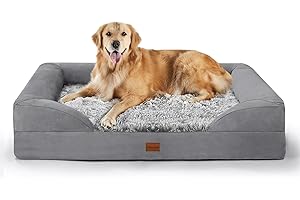 Gimars Cama ortopédica Gruesa de 3.7 Pulgadas para Perros extragrandes, sofá Cama de Apoyo para Perros con Espuma de Caja de Huevos 28D, Funda extraíble Lavable, Forro Impermeable para Cachorros