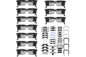 XPJBKC Kit Espion Enfant, 10 Paires Lunettes Agent + 48 Moustaches Artificielles Autocollantes, Lunettes D'Espionnage, Accessoires de DéTective pour Enfants Adultes Cadeaux d'Anniversaire Fêtes Déguisées