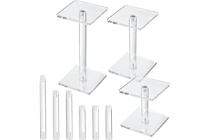 BOXOB 3pcs Combat Risers for Flying Miniatures, Adjustable Height Multi-Tiered Raised Platforms Acrylic Flight Terrain Stands for DND Miniatures Tabletop Board Games RPG Accessories and Display