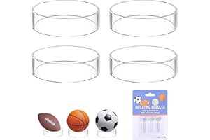 BNOYONERAS 4 Pezzi Supporto da Palla in Acrilico Palla Stand Display Piede Sedile Base Supporto Porta Palla Espositore per Pallacanestro Palloni da Calcio Basket e Rugby, Pallavolo, Trasparente
