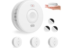 Rauchmelder 10 Jahre Batterie, HATHEPHS Photoelektrischer Feuermelder Brandmelder mit Klebepads, Rauchwarnmelder mit Stummschaltfunktion, EN14604, 3 Stück