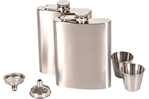 SGEHAI 2 Stück Edelstahl Flachmann und Trichter und Edelstahl Becher Schnapsbecher, 8oz.227 ml Geeignet Zum Tragen von Alkohol für Schnaps und Alkohol jeder Art