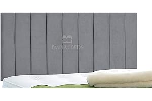 EMPIRE BEDS 24 INCH HEIGHT LUXURIOUS PORTLAND HEADBOARD IN PLUSH VELVET FABRIC FOR DIVAN BEDS(4FT6 Double- Height 24", Grey)