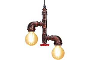 KAWELL Industrial Vintage Lámpara Colgante Luz de Tubo de Agua Lampara de Techo Retro Luz Pendiente E31 Base Hierro para Cafe Loft Bar Restaurante Estudio Cocina Dormitorio