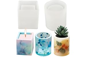 TUXUZAL 2 Piezas Molde de silicona para hormigón, Molde de silicona para maceta, Molde de maceta de resina epoxi, candelabros silicona Molde, molde de resina artesanal para bolígrafos, velas, plantas