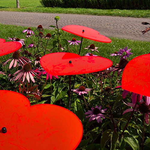 SUNPLAY „Sonnenfänger Herzen“ in ROT, 3 Stück je 5 cm Durchmesser im Set + 35 cm Schwingstäbe - 3