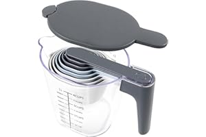 Recogwood 10 Pieces Measuring Jug Set, Stackable Measuring Cups and Spoons, Kitchen Cooking Baking Measuring Spoons Set for Liquid and Dry, BPA Free, Dishwasher Safe