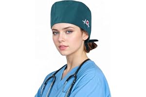 Febbya Op Haube Mit Knopf,Verstellbare Op Haube Stoff Unisex Doktor Kappe mit Tasten Verstellbare Op-Haube für Arzt Krankenschwester Schönheit Arbeiterin Kopfbedeckung(Grün)