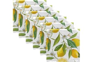 Mnsruu Lemon Floral Cloth Napkins Polyester Dinner Napkins Set of 6 Napkins Great for Indoor/Outdoor Dining Special Occasions or Dinner Parties