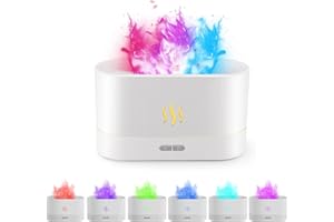 ELITECRAN Flame Air Aroma Diffuser Humidifier, 7 Flame Color Noiseless Essential Oil Diffuser for Home,Office,Yoga with Auto-Off Protection 8Hours(White)