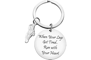 VADAKA Funny Runners Gift Keyring Keychain Fitness Gym Gift Trainer Gift Gym Workout Gift Inspirational Gift When Your Legs Get Tired,Run with Your Heart Key Chain Stainless Steel Keyring Workout Keyring