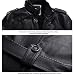 Winmate new Mens Leather Biker Jacket Black Vintage Look Biker Style Crinkle Retro Jackets Coats Black L to 3XL
