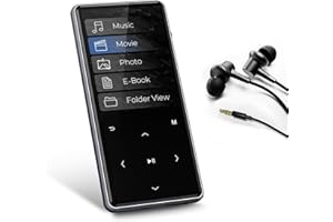 HIFI WALKER M7-128GB MP3 Player mit Bluetooth 5.0, 2,4 Zoll Touchscreen-Musikplayer mit Lautsprecher, Mini Sprachrekorder mit Kopfhörern, Touch Tasten, Foto-Browser, E-Book-Schwarz