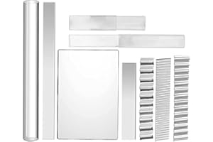 SUXGUMOE Polymer Clay Tools, 7 Pcs Clay Blade Set Flexible Polymer Clay Cutters Acrylic Clay Rollers Clear Acrylic Clay Sheet Board DIY Shaping Modelling Sculpting (Silver 7 Pcs)