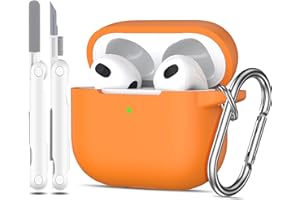 MHYALUDO Custodia per Airpods 3a generazione 2021,Custodia protettiva in morbido silicone per Airpods 3 con LED visibile sulla parte anteriore,con kit di pulizia,Arancio