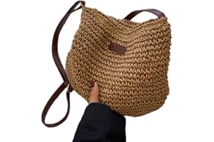 Gcroet Stroh-Strandtasche, Sommer-Strohtasche, weibliche Mode, geflochtene Einzelschulter-Umhängetasche, All-Match-Strandtasche