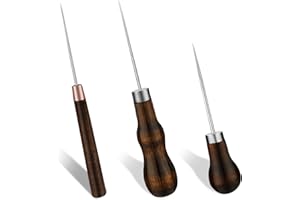 ‎REOVIN Reovin 3 Stück Ahle Mit Holzgriff, Leder Nähen Ahle Vorstecher Ahle Werkzeug Für Lederstanzarbeiten, Professionelle Nähahle Ahle Zum Nähen, Stanzen, Basteln, Leder Werkzeug