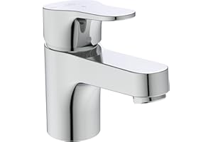 Ideal Standard BD395AA Cerabase Waschtischarmatur H60, mit Zugknopf-Ablaufgarnitur, Ausladung 10,6 cm, BlueStart, Chrom