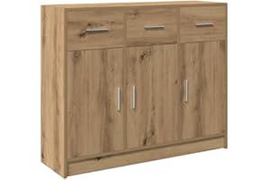 vidaXL Aparador de Madera de ingeniería Roble Artisan 91x28x75 cm, Armario de almacenaje, Mueble aparador, Mueble de almacenaje de Cocina, bufé