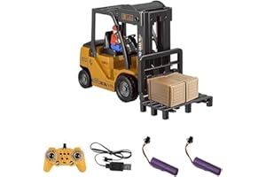 Mostop Ferngesteuerter Gabelstapler Spielzeug, 1/24 Rc Gabelstapler Spielzeug, mit Boxen/Ton- und Lichtspray, Zwei wiederaufladbare Batterien & Ladegerät, Technik Auto Junge Geschenk