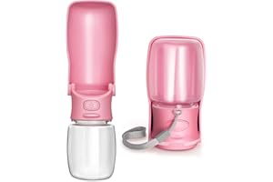 Rainpal Składana Butelka Na Wodę Dla Psa - Przenośna Butelka Na Wodę Dla Psa 12 litrów Odporna Na Przeciekanie | Wolna Od BPA, Podróżna Butelka Na Spacery, Wędrówki | Plastik Spożywczy (Różowa)