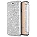 Produktbild Hülle iPhone 7,Schutzhülle iPhone 8,SaKuLa [Ultra Slim] PU Leder Hülle für iPhone 7/8,Bling Glitzer Kristall Glitter mit Clear Soft TPU Back Cover Anhänger Stoßdämpfend TPU Silikon Schutz Handy Hülle Tasche Silikon Crystal Sparkle Bling PU Leather Folio Flip Case Card Slot Etui Bumper für iPhone 7/8-Silber
