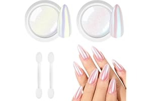 BUTBU 2 pudełka z efektem lustra do paznokci, proszek do paznokci chrom, efekt lustra do paznokci, złoty proszek do paznokci, efekt perłowy, do zdobienia paznokci manicure sztuka paznokci (2 kolory-A)