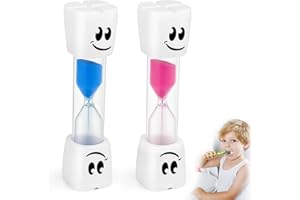 FUNVER 2pcs Reloj de Arena para Cepillos de Dientes Infantiles, Reloj de Arena de 2 Minutos Rosa y Azul, Adecuado para Cocina Oficina Juegos Reloj de Cepillado Dental para Niños