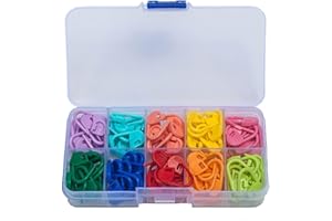 Jatidne 120PCS Stitch Markers Crochet Knitting with Compartment Box Stitch Needle Clip 10 Colors (Box Package)