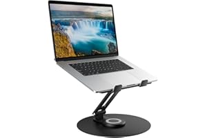 EPHERIE Soporte para Computadora Portátil,Soporte de Escritorio para Portátil con Base Giratoria de 360°,Soporte Ergonómico para Ordenador para Trabajo Colaborativo,Altura Regulable Elevador PC Compatible