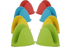 FANCHOSE 4 Pair Mini Silicone Oven Mitts Pot Holders, Heat Resistant Kitchen Oven Mittens Non Slip Air Fryer Cooking Pinch Mitts for Baking, Cooking, Picnic