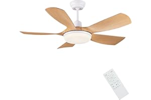 Newday Ventilatore da Soffitto Colore Legno, 106cm Ventilatore da Soffitto con Luce e Telecomando, Pale da Soffitto con Luce Dimmerabile Silenzioso con Funzione Memoria per Soggiorno Camera da letto