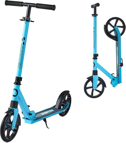 VEVOR Trottinette à 3 roues, à partir de 3 ans, avec roues lumineuses, guidon réglable en hauteur, plateau antidérapant, cadre en aluminium léger, jusqu'à 75 kg, bleue