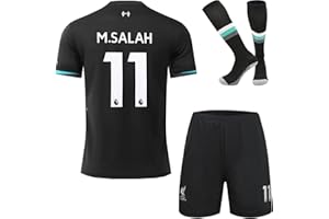 HUSSATEX Lpool 2024/2025 Salah Mo. Auswarts Kinder Fußball Trikot & Shorts mit Socken Geschenk Set Jugendgrößen