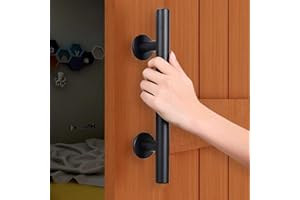 TSMST 30cm Poignee Porte Coulissante Poignee de Porte Noire Matériel Rustique de Porte de Aardin de Porte Coulissante de Poignée de Porte Enduite Pour Poudre Noire（double-face）