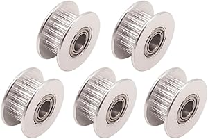WINSINN GT2 Idler Pulley 20 Teeth 5mm Bore 6mm width Timing Pulley Wheel Aluminum For 3D Printer (Pack of 5Pcs)