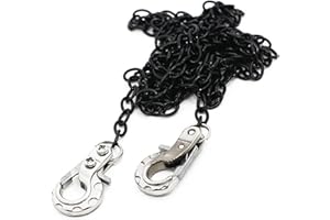 RCTHJIA Mini Universal RC Tow Hook with Black Chain for Axial SCX10, HSP 94180, RC4WD D90, Traxxas TRX4, CC01, D110, TF2, Tamiya TRX4-24mm Hook 100cm Chain for Crawler, Off-Road, and Recovery Model (Silver)