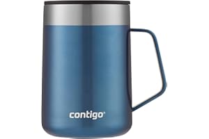 Contigo Streeterville Desk Mug, vaso de café aislado con asa de acero inoxidable, para llevar con tapa, mantiene el calor hasta 5 horas, óptimo para oficina u hogar, 410 ml