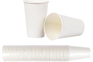 HEKU 30903: 50 vasos de papel blanco, 0,2 l, fibra fresca con revestimiento