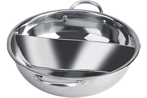 ‎BORDSTRACT Dicker Edelstahl-Shabu-Hot Pot für Induktionskochfeld, Gasherd, Familie/Hot Pot Restaurant/Küchenutensilien.(13.3in)
